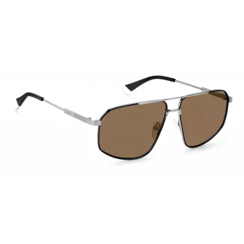Polaroid PLD4118SX85KS Męskie okulary przeciwsłoneczne w kształcie kwadratu - oprawka Havana, brązowe soczewki polaryzacyjne - 59mm