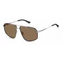 Polaroid PLD4118SX85KS Męskie okulary przeciwsłoneczne w kształcie kwadratu - oprawka Havana, brązowe soczewki polaryzacyjne - 59mm