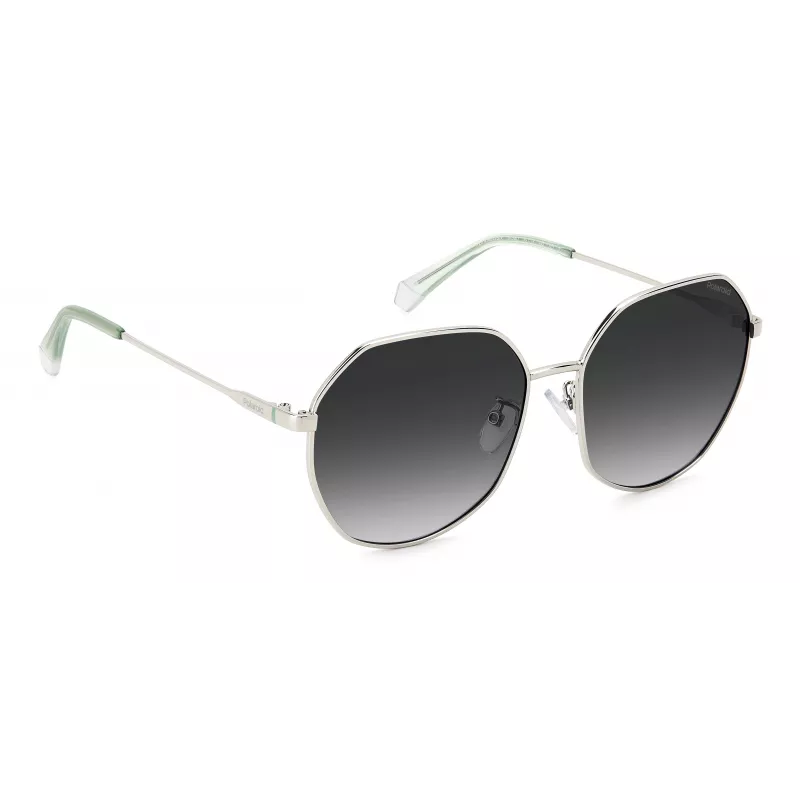 Polaroid PLD4140GSX010 Damskie okulary przeciwsłoneczne prostokątne - czarna oprawka, szare soczewki polaryzacyjne 59mm