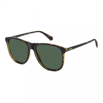 POLAROID PLD4178S086 Męskie prostokątne okulary przeciwsłoneczne z polaryzacją Havana 55mm