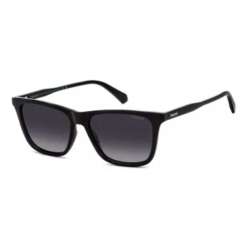 POLAROID PLD4190S807 Męskie okulary przeciwsłoneczne prostokątne - czarna oprawka, szare soczewki polaryzacyjne 56mm