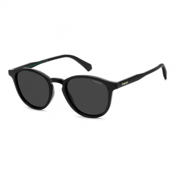 POLAROID PLD4191S807 Męskie okulary przeciwsłoneczne w kształcie kwadratu - czarna oprawka, szare soczewki polaryzacyjne 51mm