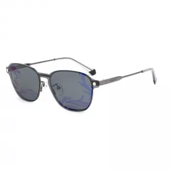 POLAROID PLD6119GCSKJ1 Uniseks Okulary Przeciwsłoneczne Prostokątne - Szare Soczewki Polaryzacyjne, Czarna Oprawka, 53mm
