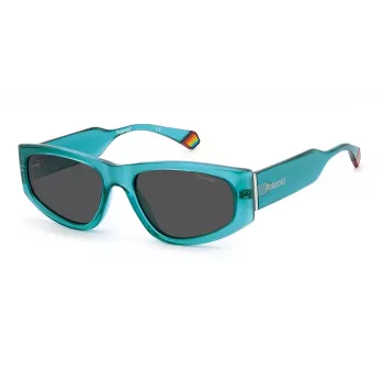 POLAROID PLD6169S1ED Unisex Kwadratowe Okulary Przeciwsłoneczne - Czarna Oprawka Szare Soczewki Polaryzacyjne 55mm