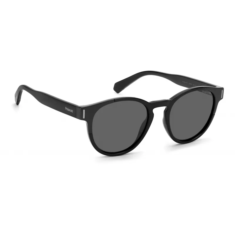 Polaroid PLD6175S807M9 Okulary przeciwsłoneczne unisex prostokątne - czarna oprawka, szare soczewki polaryzacyjne 51mm