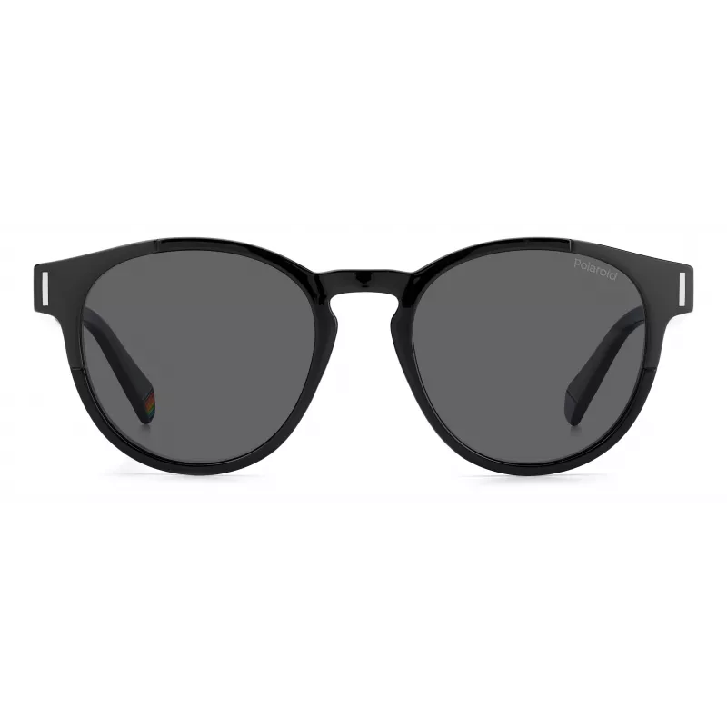 Polaroid PLD6175S807M9 Okulary przeciwsłoneczne unisex prostokątne - czarna oprawka, szare soczewki polaryzacyjne 51mm