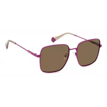 Polaroid PLD6194SX1JZF Damskie kwadratowe okulary przeciwsłoneczne z acetatu Havana Brązowe Polaryzacyjne UV400