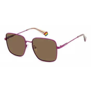 Polaroid PLD6194SX1JZF Damskie kwadratowe okulary przeciwsłoneczne z acetatu Havana Brązowe Polaryzacyjne UV400