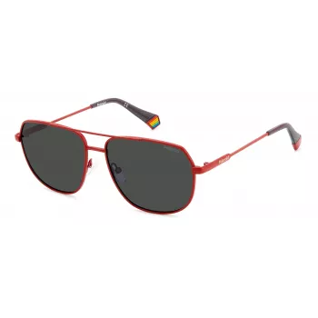 POLAROID PLD6195SX0Z3 Okulary przeciwsłoneczne unisex - czarna oprawka, szare soczewki 58mm