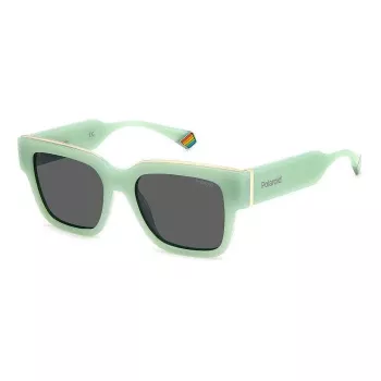 POLAROID PLD6198SX1EDF Unisex Okulary przeciwsłoneczne prostokątne - czarna oprawka, szare soczewki polaryzacyjne 52mm