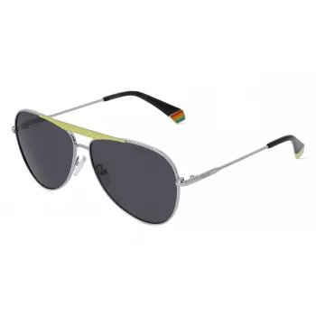 Polaroid PLD6200SXKU2G Unisex Okulary Przeciwsłoneczne Prostokątne - Soczewki Polaryzacyjne Szare - Oprawa Czarna