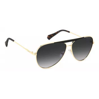 Polaroid PLD6200SXRHLG Okulary przeciwsłoneczne unisex prostokątne - czarna oprawka, szare soczewki polaryzacyjne 61mm
