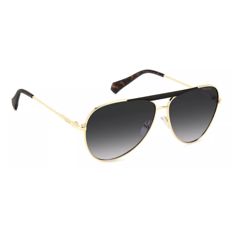 Polaroid PLD6200SXRHLG Okulary przeciwsłoneczne unisex prostokątne - czarna oprawka, szare soczewki polaryzacyjne 61mm
