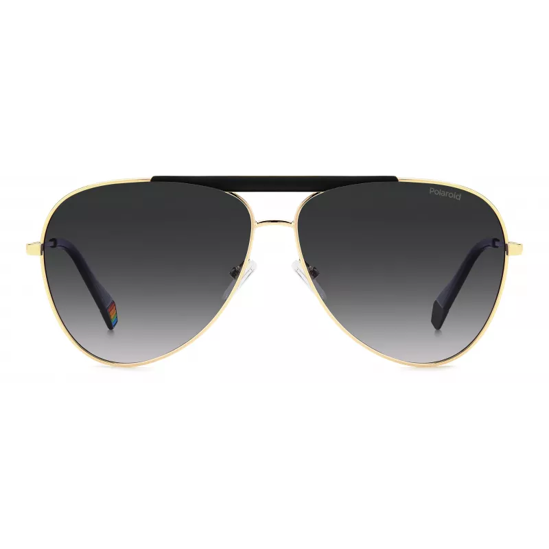 Polaroid PLD6200SXRHLG Okulary przeciwsłoneczne unisex prostokątne - czarna oprawka, szare soczewki polaryzacyjne 61mm