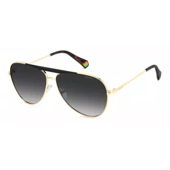 Polaroid PLD6200SXRHLG Okulary przeciwsłoneczne unisex prostokątne - czarna oprawka, szare soczewki polaryzacyjne 61mm