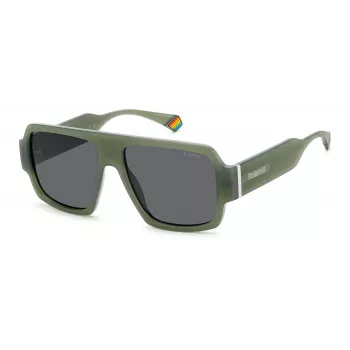 POLAROID PLD6209SX1ED Uniseksowe Okulary Przeciwsłoneczne Prostokątne - Czarna Oprawka Szare Szkła