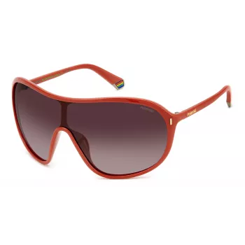 POLAROID PLD6216SL7Q Okulary przeciwsłoneczne unisex - czarna oprawka, szare soczewki polaryzacyjne, styl tarczy
