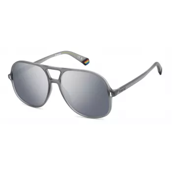 POLAROID PLD6217SRIW Okulary przeciwsłoneczne unisex - czarna oprawka, szare soczewki polaryzacyjne, 57 mm