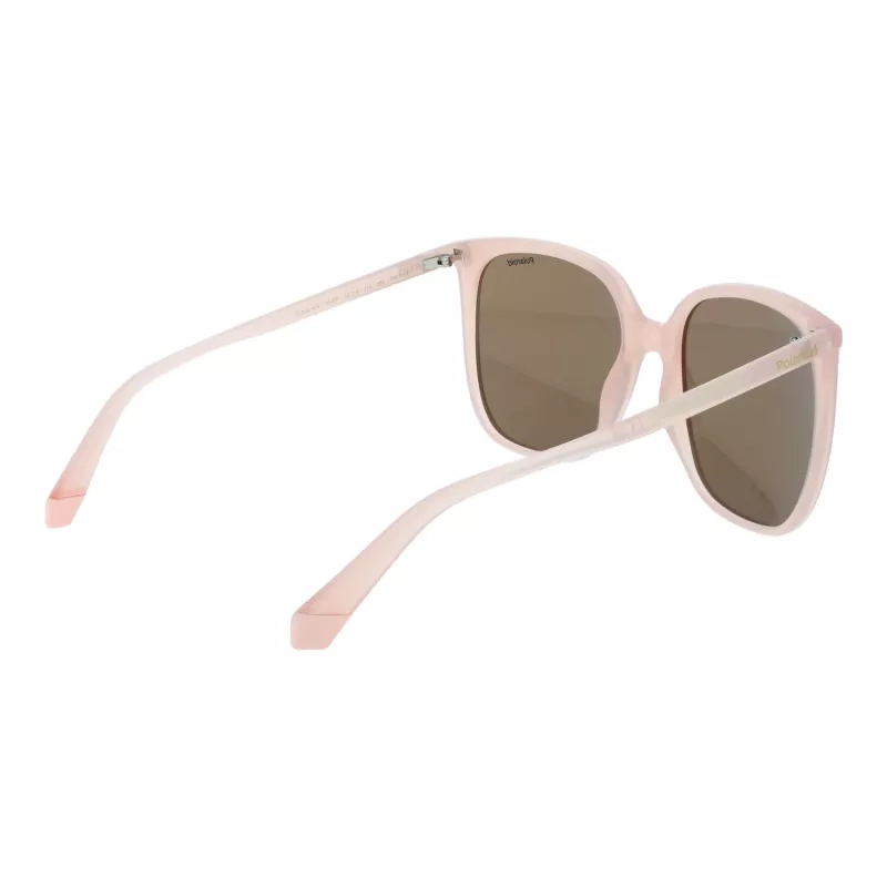Okulary przeciwsłoneczne damskie Polaroid PLD6218S5635J - kwadratowa oprawka Havana Brown z brązowymi soczewkami polaryzacyjnymi - 56mm