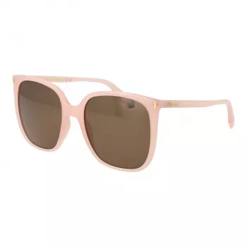 Okulary przeciwsłoneczne damskie Polaroid PLD6218S5635J - kwadratowa oprawka Havana Brown z brązowymi soczewkami polaryzacyjnymi - 56mm