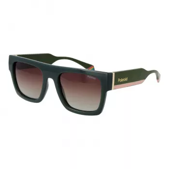 Polaroid PLD6224SX541E Unisex Okulary Przeciwsłoneczne Prostokątne - Szare Szkła, Czarno-Szara Oprawka