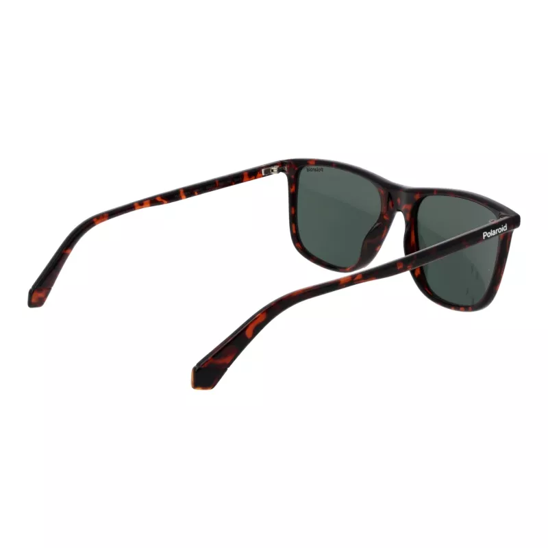 POLAROID PLD6232S55086 Męskie okulary przeciwsłoneczne prostokątne - czarna oprawka, szare soczewki polaryzacyjne, 55mm