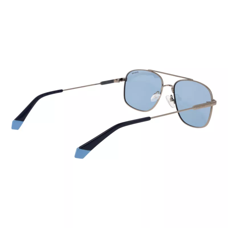 Polaroid PLD6235SX56V8 Męskie okulary przeciwsłoneczne z polaryzacją Kwadratowa szara oprawka Szare szkło 56mm