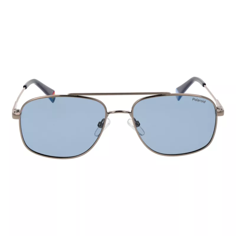 Polaroid PLD6235SX56V8 Męskie okulary przeciwsłoneczne z polaryzacją Kwadratowa szara oprawka Szare szkło 56mm