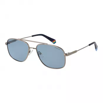 Polaroid PLD6235SX56V8 Męskie okulary przeciwsłoneczne z polaryzacją Kwadratowa szara oprawka Szare szkło 56mm
