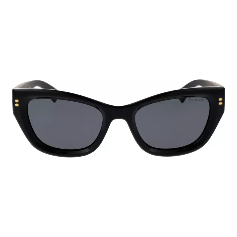 POLAROID PLD6237SX5280 Damskie okulary przeciwsłoneczne z polaryzacją - czarna oprawka, szare szkła, 52mm