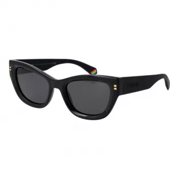 POLAROID PLD6237SX5280 Damskie okulary przeciwsłoneczne z polaryzacją - czarna oprawka, szare szkła, 52mm