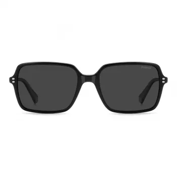 Polaroid PLD6247S807 Męskie Okulary Przeciwsłoneczne Prostokątne - Czarna Oprawka Szare Soczewki Polaryzacyjne 56mm