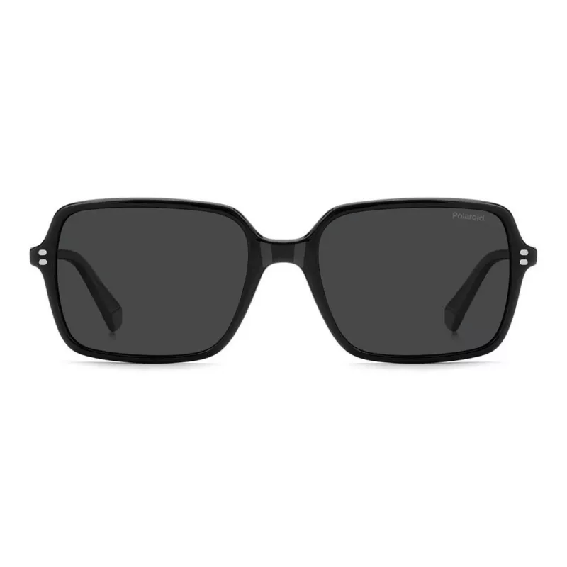 Polaroid PLD6247S807 Męskie Okulary Przeciwsłoneczne Prostokątne - Czarna Oprawka Szare Soczewki Polaryzacyjne 56mm
