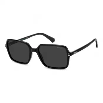 Polaroid PLD6247S807 Męskie Okulary Przeciwsłoneczne Prostokątne - Czarna Oprawka Szare Soczewki Polaryzacyjne 56mm