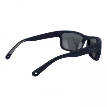 Polaroid PLD7031S59FLL Okulary przeciwsłoneczne męskie prostokątne - matowa czarna oprawka, szare soczewki polaryzacyjne, 59mm