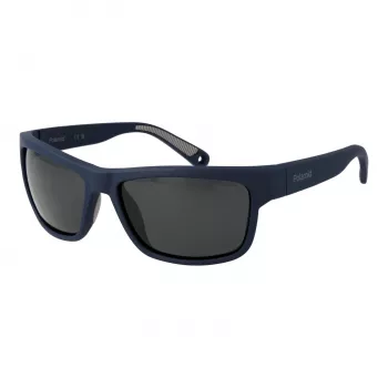 Polaroid PLD7031S59FLL Okulary przeciwsłoneczne męskie prostokątne - matowa czarna oprawka, szare soczewki polaryzacyjne, 59mm