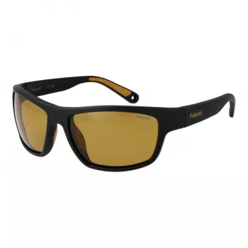 POLAROID PLD7037S60PGC Unisex Okulary Przeciwsłoneczne Prostokątne - Czarna Oprawka, Szare Soczewki Polaryzacyjne, 60/16/140 mm