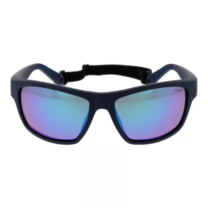 Polaroid PLD7037S60PJP Unisex Okulary Przeciwsłoneczne Prostokątne - Czarna Oprawka Szare Szkła 60mm