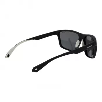 POLAROID PLD7040S5908A Męskie prostokątne okulary przeciwsłoneczne z soczewkami polaryzacyjnymi - szara oprawka, szare szkła 59mm