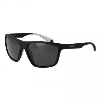 POLAROID PLD7040S5908A Męskie prostokątne okulary przeciwsłoneczne z soczewkami polaryzacyjnymi - szara oprawka, szare szkła 59mm