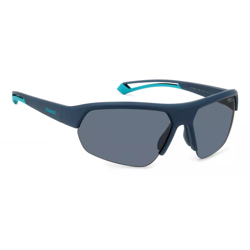 POLAROID PLD7048SZX9G6 Unisex Okulary Przeciwsłoneczne Prostokątne - Czarna Oprawka Szaro-Zielone Soczewki Polaryzacyjne 65mm