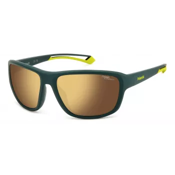 Polaroid PLD7049SGP7 Unisex Okulary przeciwsłoneczne prostokątne - czarna oprawka, szare soczewki polaryzacyjne 62mm
