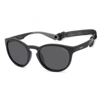 Polaroid PLD7050S003 Unisex Okulary Przeciwsłoneczne Prostokątne - Czarna Oprawka Szare Soczewki Polaryzacyjne