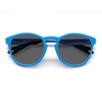 POLAROID PLD7050SMVU Unisex Kwadratowe Okulary Przeciwsłoneczne - Matowa Czarna Oprawka, Szare Soczewki Polaryzacyjne, 52mm