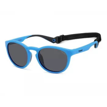 POLAROID PLD7050SMVU Unisex Kwadratowe Okulary Przeciwsłoneczne - Matowa Czarna Oprawka, Szare Soczewki Polaryzacyjne, 52mm