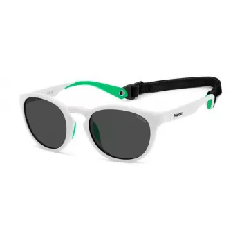 POLAROID PLD7050SVK6 Unisex Okulary przeciwsłoneczne prostokątne - czarna oprawka, szare soczewki polaryzacyjne 52mm