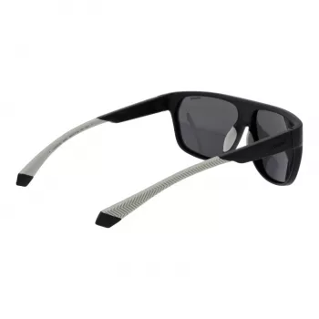 POLAROID PLD7053S60003 Męskie okulary przeciwsłoneczne w kształcie kwadratu - czarna oprawka, szare soczewki polaryzacyjne