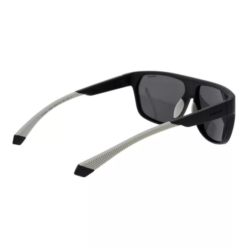 POLAROID PLD7053S60003 Męskie okulary przeciwsłoneczne w kształcie kwadratu - czarna oprawka, szare soczewki polaryzacyjne