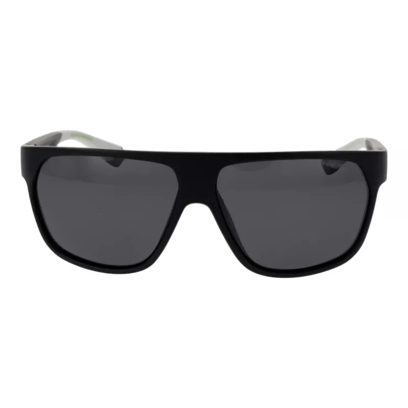 POLAROID PLD7053S60003 Męskie okulary przeciwsłoneczne w kształcie kwadratu - czarna oprawka, szare soczewki polaryzacyjne