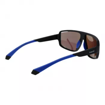 Polaroid PLD7054S610VK Męskie prostokątne okulary przeciwsłoneczne z polaryzacją - czarna oprawka, szare szkła 61mm